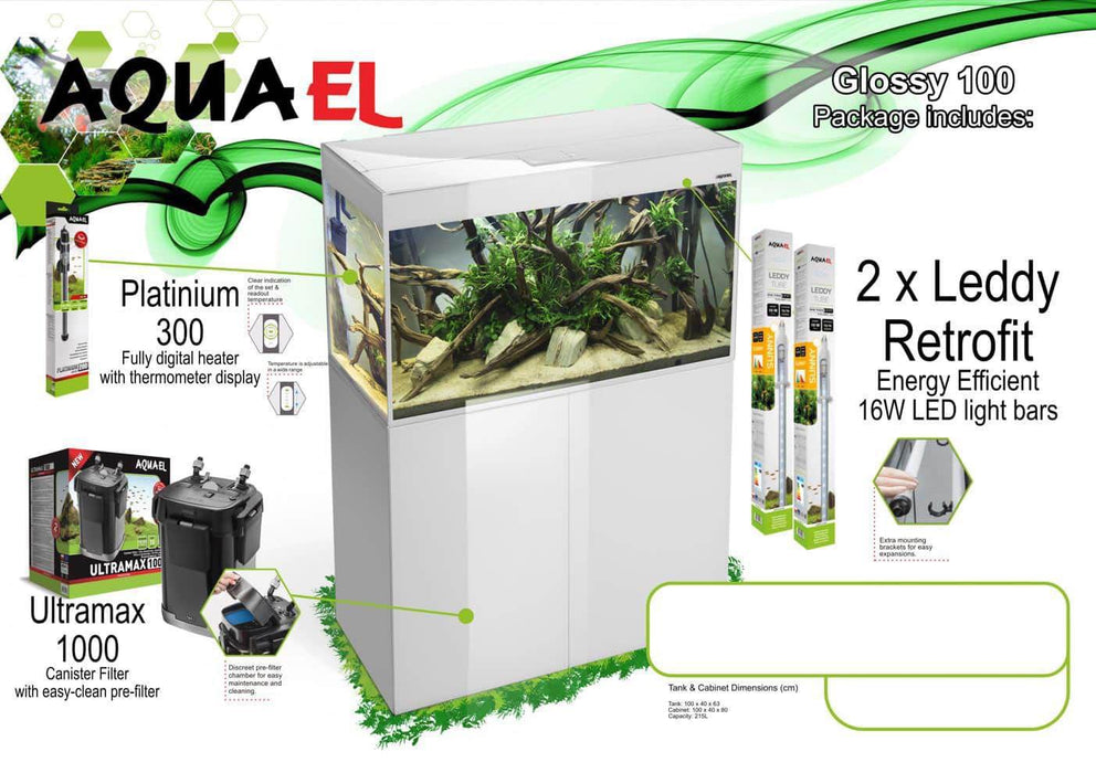 Aquael Glossy 100 Complete Set (Tanks, Cabinets & Complete Packages)