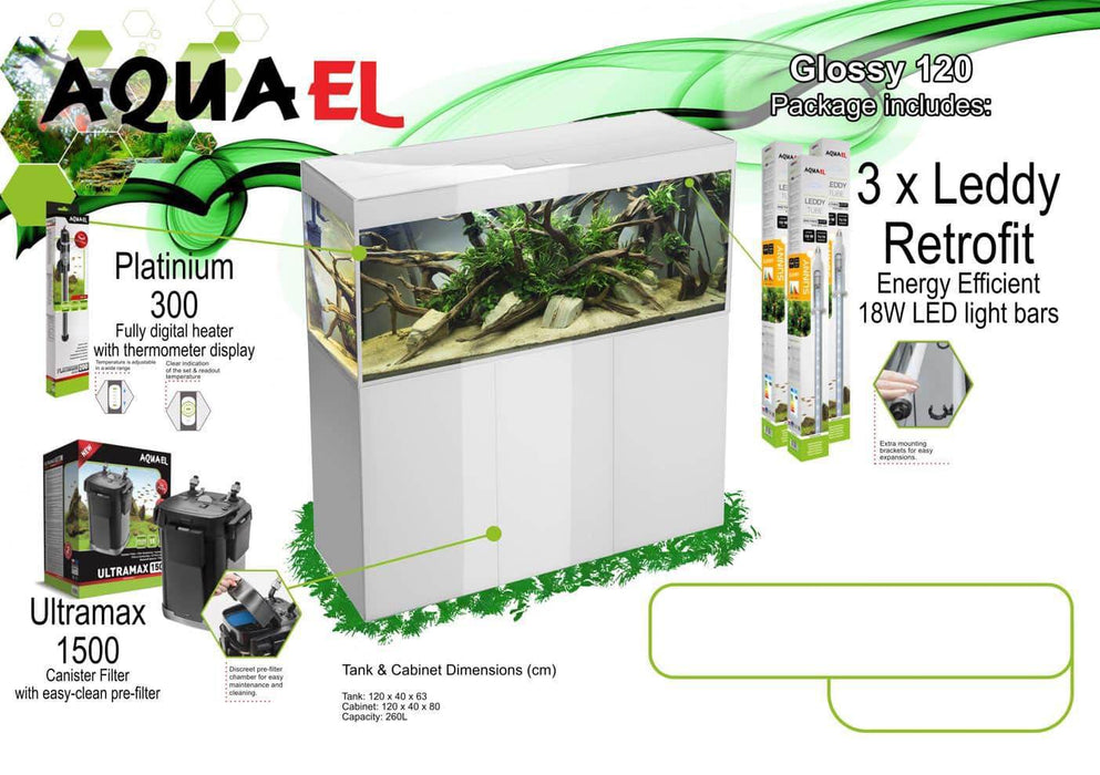 Aquael Glossy 120 Complete Set (Tanks, Cabinets & Complete Packages)