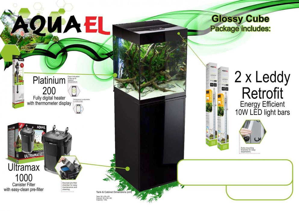 Aquael Glossy Cube Complete Set (Tanks, Cabinets & Complete Packages)