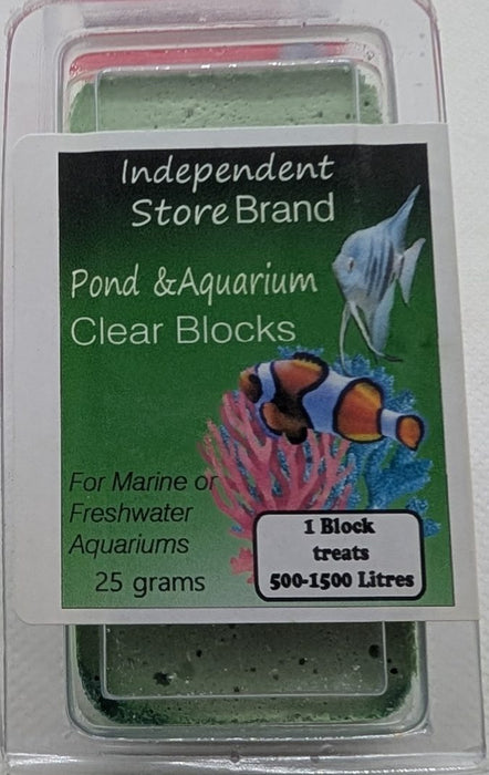 Independent Store Brand Pond and Aquarium Clear Blocks - Green 25gm (Treats 500-1500 Litres)